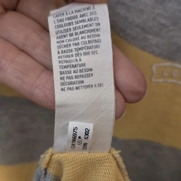 Vtg 90s Y2K American Eagle Polo Shirt Mens XL Yellow Stripes Patch Preppy Grunge - Picture 14 of 14